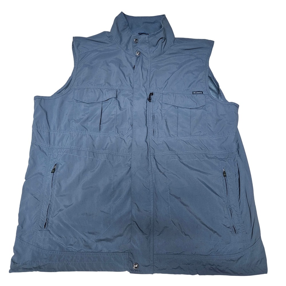 Columbia Omni-Shade Mens XXL Utility Vest Gray Sun Protection Fishing Hiking